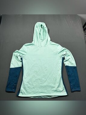 Athletic Works Mint Hooded Pullover with Navy Sleeve size M